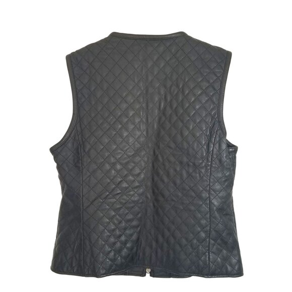 Caslon Leather Vest Quilted w/ Reversible Zipper - Picture 13 of 14